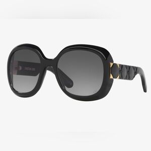 Christian Dior Lady 9522 R21 Oversized Square Sunglasses Black & Gold